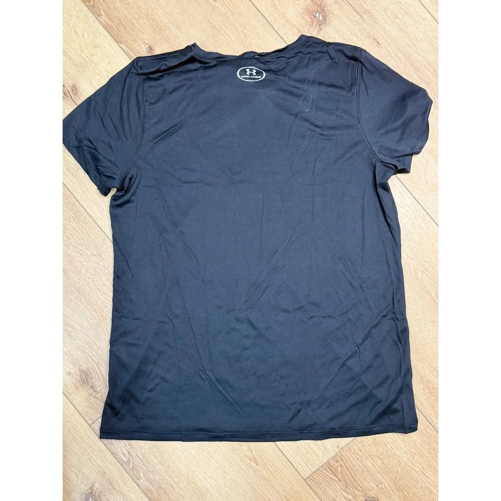Under Armour Womens Locker Tee Black Short Sleeve Athletic T-Shirt 1305510 MD - Picture 2 of 3